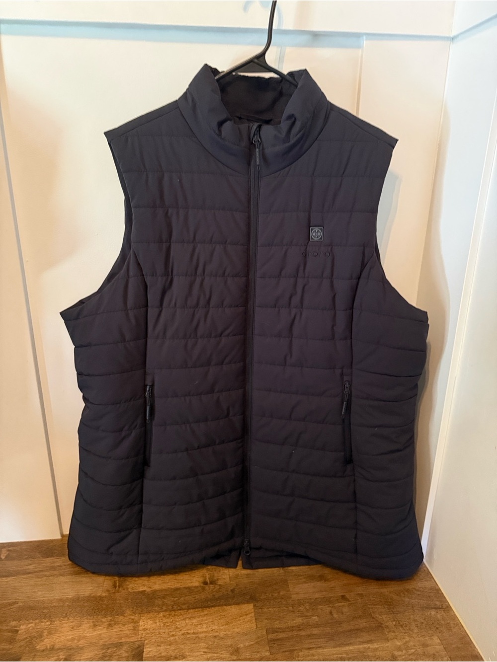 Women's Ororo Heated Quilted Black Vest with Stand Collar and Zip Pockets